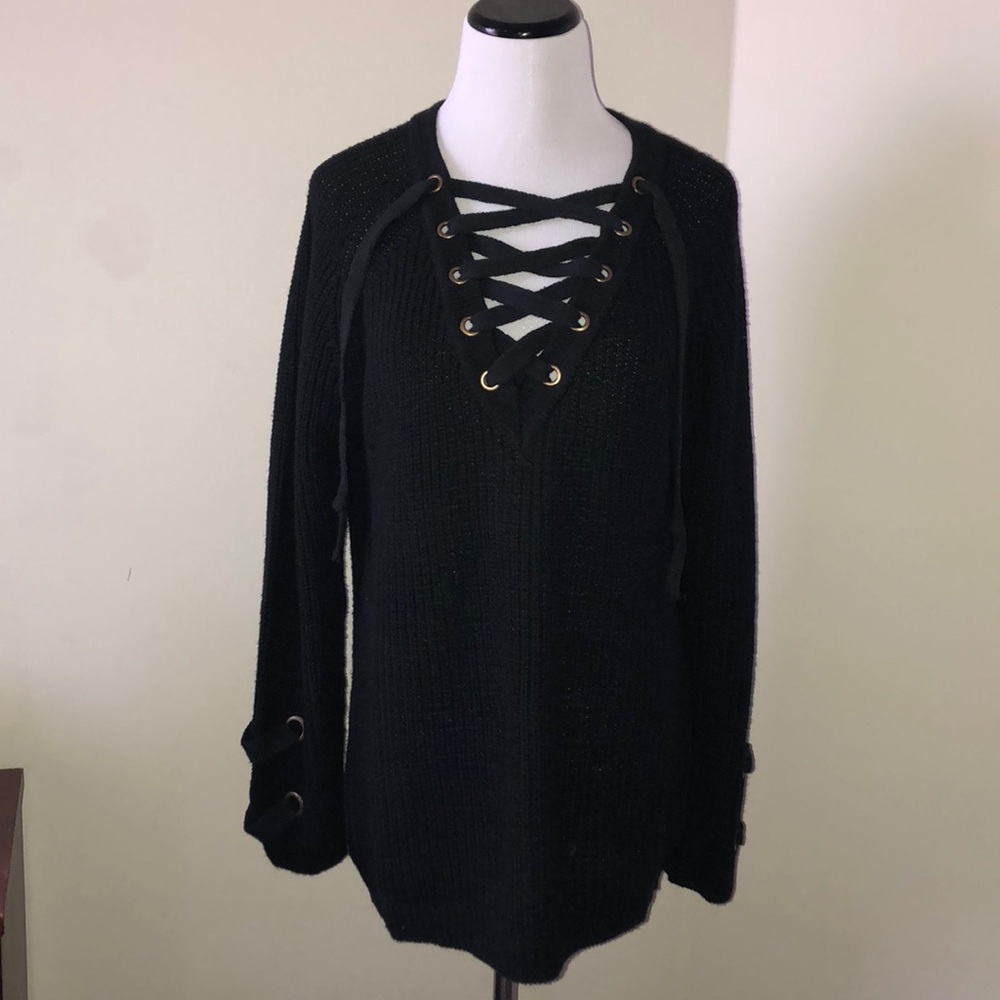 Lace Up Sweater oversized sz M